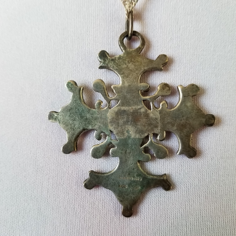 Relisted -Vintage Coppini cross necklace 800 silver bros Christian renaissance - Picture 7 of 17